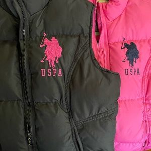 US Polo Assn puffy vests - girls sized large- set of 2 , gently worn